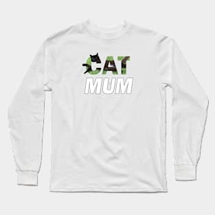 Cat Mum - black cat oil painting word art Long Sleeve T-Shirt